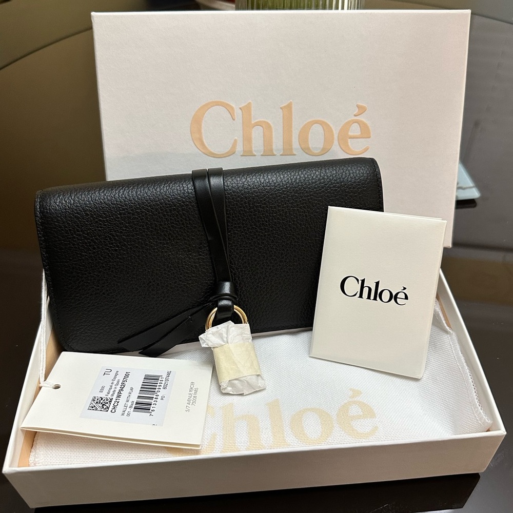 NWT Chloe Alphabet Leather Continental Wallet Black